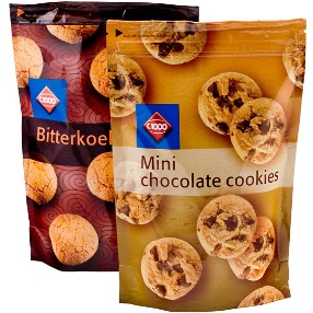 Chocolate chip cookies in stand-up pouch